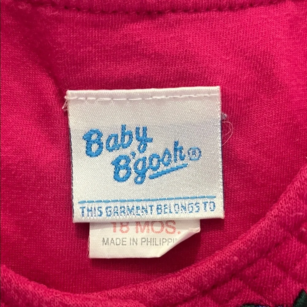 Vintage 90s Baby B’gosh Pink Quilted Bubble Romper with Floral Embroidery 18m